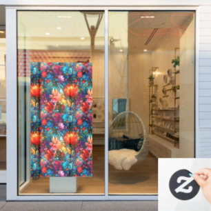 Glas in lood Bloemen Naadloos Patroon Raamsticker