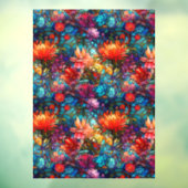 Glas in lood Bloemen Naadloos Patroon Raamsticker (Vel 3)