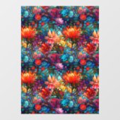 Glas in lood Bloemen Naadloos Patroon Raamsticker (Vel)