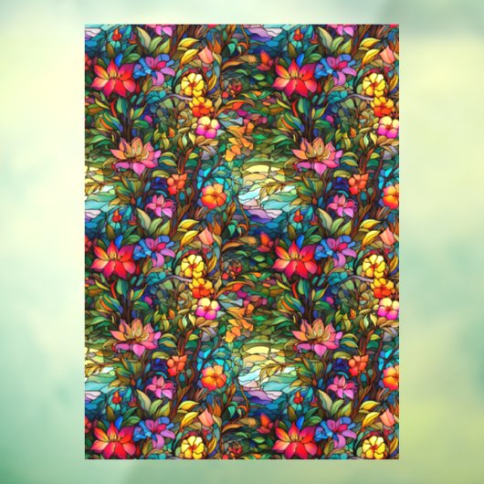 Glas in lood Bloemen Naadloze Patroon Venster Clin Raamsticker (Vel 3)