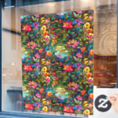 Glas in lood Bloemen Naadloze Patroon Venster Clin Raamsticker (Cafe Raam)