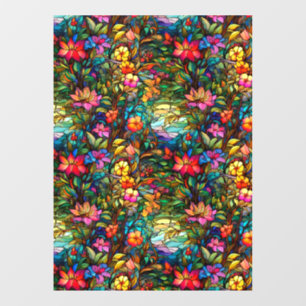 Glas in lood Bloemen Naadloze Patroon Venster Clin Raamsticker