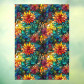 Glas in lood Bloemen Naadloze Patroon Venster Clin Raamsticker (Vel 3)