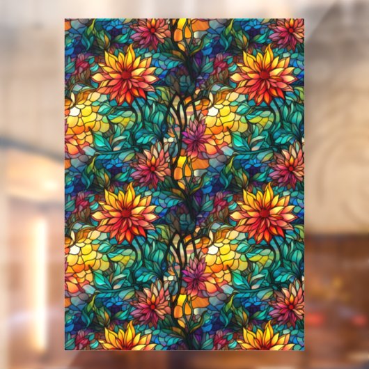 Glas in lood Bloemen Naadloze Patroon Venster Clin Raamsticker (Vel 2)