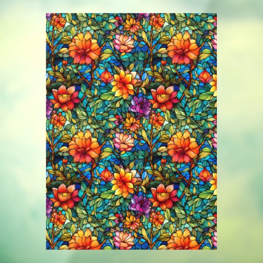 Glas in lood Bloemen Naadloze Patroon Venster Clin Raamsticker (Vel 3)