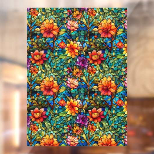 Glas in lood Bloemen Naadloze Patroon Venster Clin Raamsticker (Vel 2)