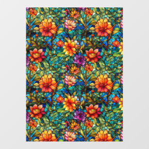 Glas in lood Bloemen Naadloze Patroon Venster Clin Raamsticker