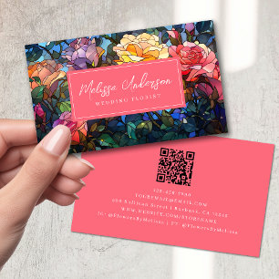Glas in lood Bloemen Rozen QR Code Visitekaartje