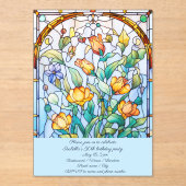 Glas in lood Bloemen Verjaardagsfeest Acryl Uitnodigingen (Voorkant)