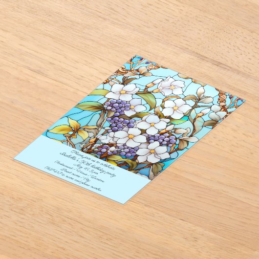 Glas in lood Bloemen Verjaardagsfeest Acryl Uitnodigingen (Laagn)