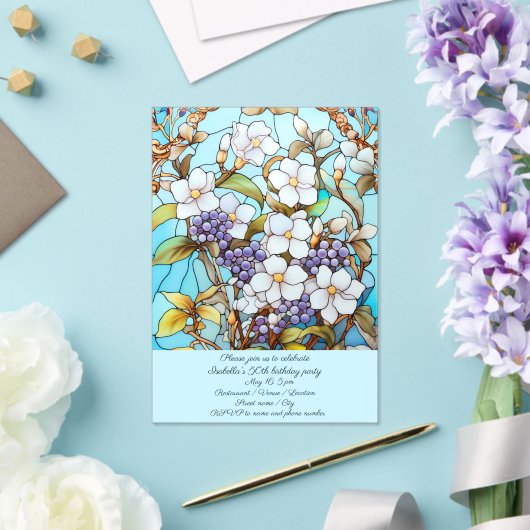 Glas in lood Bloemen Verjaardagsfeest Acryl Uitnodigingen (Insitu (Huwelijk))