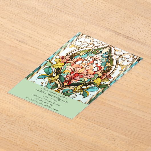 Glas in lood Bloemen Verjaardagsfeest Acryl Uitnodigingen (Laagn)