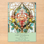 Glas in lood Bloemen Verjaardagsfeest Acryl Uitnodigingen (Voorkant)