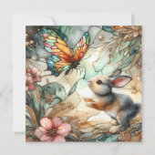 Glas in lood Bloemenkonijn Christelijk Pasen Feestdagenkaart (Voorkant)