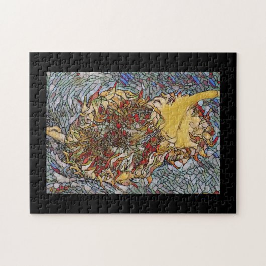 Glas in lood bloemportret legpuzzel (Horizontaal)