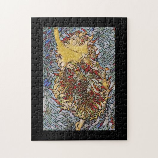 Glas in lood bloemportret legpuzzel (Verticaal)