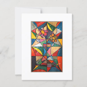 Glas in lood Bloempot Acryl Kunstwerk Briefkaart