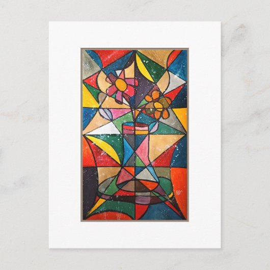 Glas in lood Bloempot Acryl Kunstwerk Briefkaart (Voorkant)
