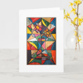 Glas in lood Bloempot Acryl Kunstwerk Kaart (Gele Bloem)