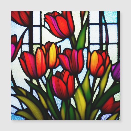 Glas in lood Blooms: Leadlight Tulpen in kleur (Voorkant)