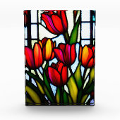 Glas in lood Blooms: Leadlight Tulpen in kleur Fotoblokken (Voorkant)