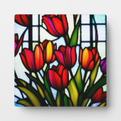 Glas in lood Blooms: Leadlight Tulpen in kleur Fotoplaat (Voorkant)