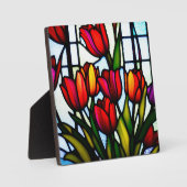 Glas in lood Blooms: Leadlight Tulpen in kleur Fotoplaat (Voorkant)
