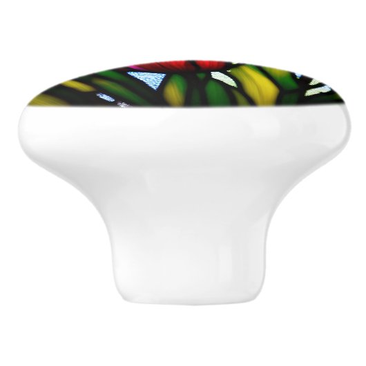 Glas in lood Blooms: Leadlight Tulpen in kleur Keramische Knop (Zijkant)