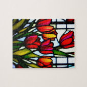 Glas in lood Blooms: Leadlight Tulpen in kleur Legpuzzel (Horizontaal)