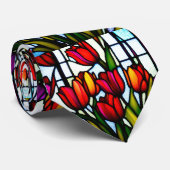 Glas in lood Blooms: Leadlight Tulpen in kleur Stropdas (Opgerold)