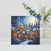 Glas in lood Blue Christmas Kaart (Staand voorkant)