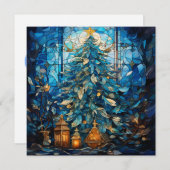 Glas in lood Blue Christmas Kaart (Voorkant / Achterkant)