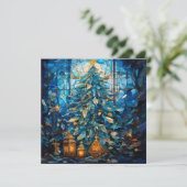 Glas in lood Blue Christmas Kaart (Staand voorkant)