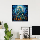 Glas in lood Blue Christmas Poster (Thuiskantoor)