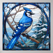 Glas in lood Blue Jay Poster (Voorkant)