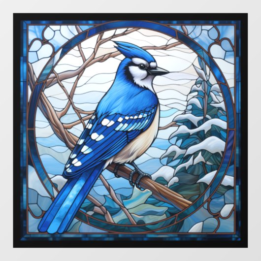 Glas in lood Blue Jay Raamsticker (Vel)