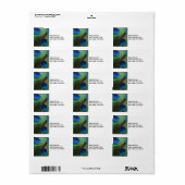 Glas in lood Blue Peacock Adresetiketten Etiket (Full Sheet)