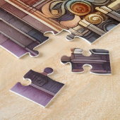 Glas in lood Boog Kathedraal glas geel blauw Legpuzzel (Zijkant)