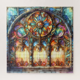 Glas in lood Boog Kathedraal glas geel blauw Legpuzzel
