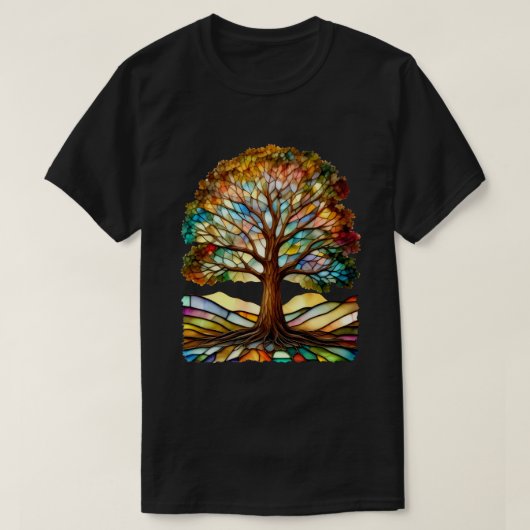 Glas in lood Boom Kleurrijk T-shirt (Design voorkant)