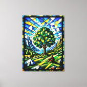 Glas-in-lood Boom van Sereniteit Canvas Afdruk (Voorkant)