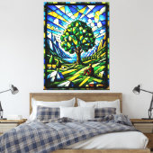 Glas-in-lood Boom van Sereniteit Canvas Afdruk (Insitu (Slaapkamer))