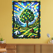 Glas-in-lood Boom van Sereniteit Canvas Afdruk (Insitu (Woonkamer))