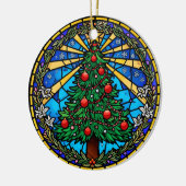 Glas-in-lood Boomkrans Keramisch Ornament (Links)