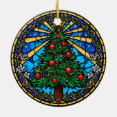 Glas-in-lood Boomkrans Keramisch Ornament (Achterkant)