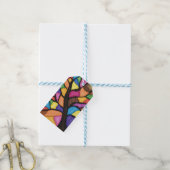 Glas-in-lood-boomkunst cadeaulabel (Met Touw)