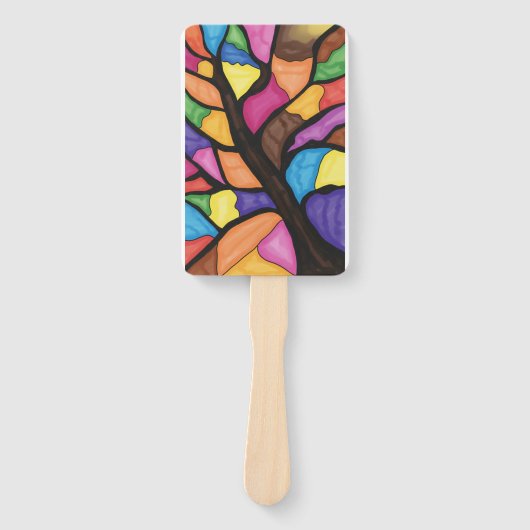 Glas-in-lood-boomkunst handwaaier (Voorkant)
