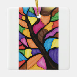 Glas-in-lood-boomkunst keramisch ornament