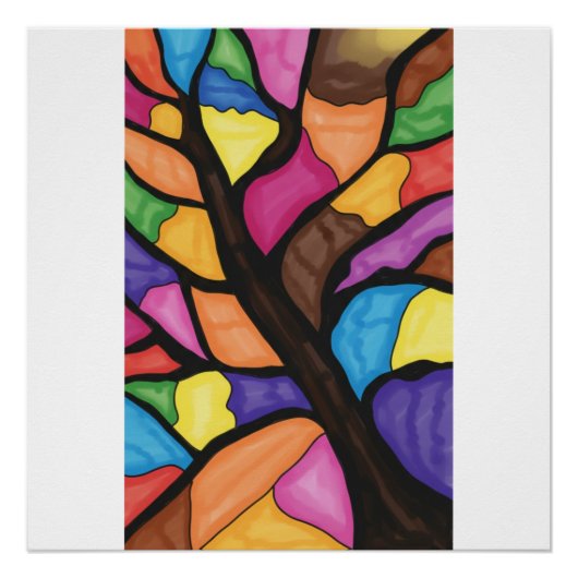 Glas-in-lood boomkunst perfect poster (Voorkant)