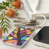 Glas-in-lood-boomkunst sleutelhanger (Voorkant Rechts)